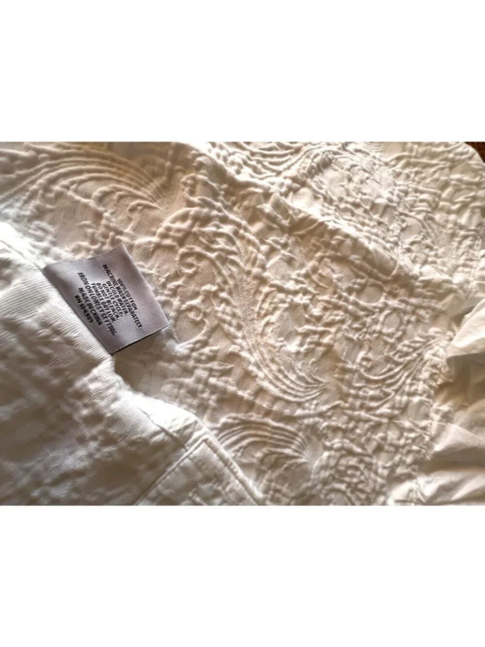 Shabby Chic MATELASSE Shower Curtain White 100% Cotton Ruffle 70” x 64